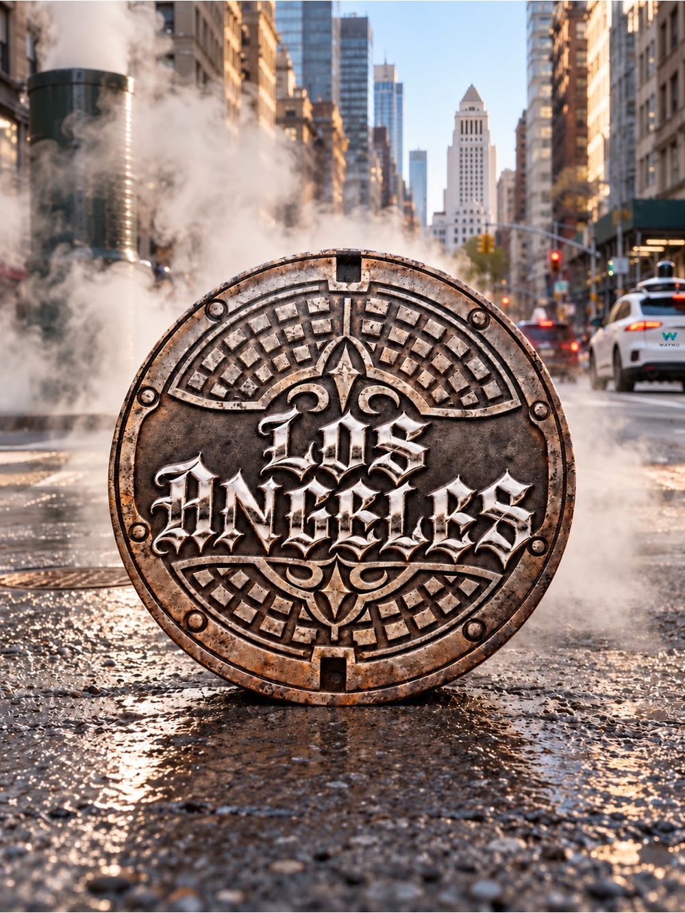 Los Angeles Decorative Manhole Cover Wall Art - Metallic Bronze 8” Inches